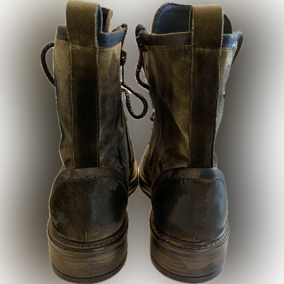 Bronze/Brown/Black Italian Leather Combat Boots - Ladies size 40 / US 9.5 - Picture 6 of 11